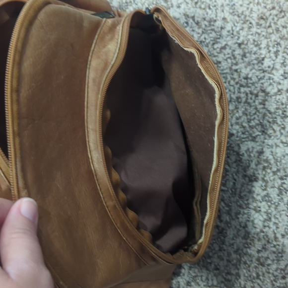 Leather expandable backpack organizer pocket adjustable straps unisex main image 9
